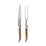 French Home Laguiole Olivewood Carving Knife and Fork Set