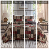 3 Piece Reversible Patchwork Printed Quilt Set, Red/Black