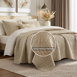 Stone-Washed Botanical Percale Quilt Set, Linen