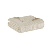 50x70" Quilted Scallope Edge Throw Blanket, Ivory