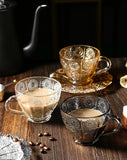 Vintage Style Glass Cappuccino Cup & Saucer Set