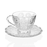 Vintage Embossed Glass Tea Cup & Saucer Set