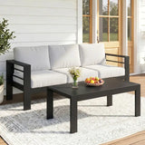 2-Piece Aluminum Outdoor Patio Sofa with Coffee Table