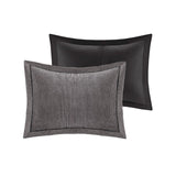 7 Piece Micro Corduroy Comforter Set, Grey
