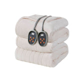 Heated Plush To Berber Electric Bedding Blanket, Ivory