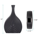 Black Onion Tapered Low Ceramic Vase