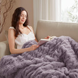 Ruched 50x60" Throw Blanket, Purple