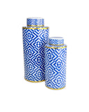 Blue & White Optical Tea Jar Set of 2