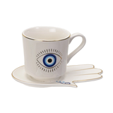 Evil Eye Porcelain Tea Cup & Saucer, 7 oz