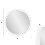 Varsha Round Oversized Beaded Mirror in Glossy White