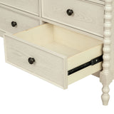 46"W 6-Drawer Small Spindle Wood Dresser, Antique Cream *