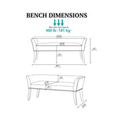 49.5" Low Back Flared Arms Upholstered Bench, Cream