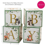 Woodland Baby Block Box Set of 4 Baby Shower Decor