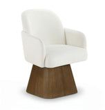 Marlowe - Linen Textured Fabric Upholstered Swivel Dining Arm Chair - Stained Brown