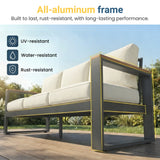 75" Outdoor Aluminum Sofa and Table with Cushion