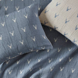 3 Piece Reversible Rustic Coverlet Set, Blue