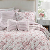 Vintage Inspired Floral Microfiber Quilt Set, Pink