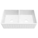 ANZZI Roine Reversible Farmhouse Sink (33" L x 9.5" H), Solid Surface ANZZI Stone, Non-Porous, Available in Single or 50/50 Double Basin