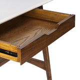 Wooden Office Writing Desk with Bottom Shelf, Pecan *