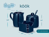 Kook Ceramic Sugar Bowl & Creamer Set, White