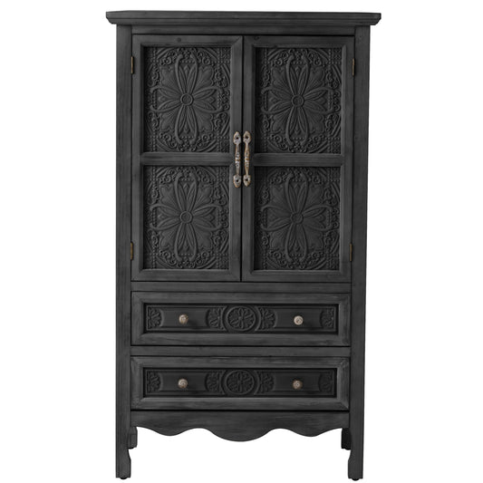 Carved Pattern Pantry Organizer, Farmhouse Sideboard Cabinet