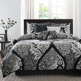 Traditional 7-Piece Cotton Comforter Set, Black