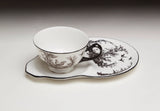 Black Toile Porcelain Teacup & Saucer Set