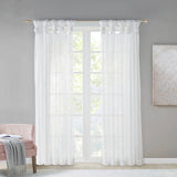 Twist Tab Top Sheer Window Curtain Pair (2), White