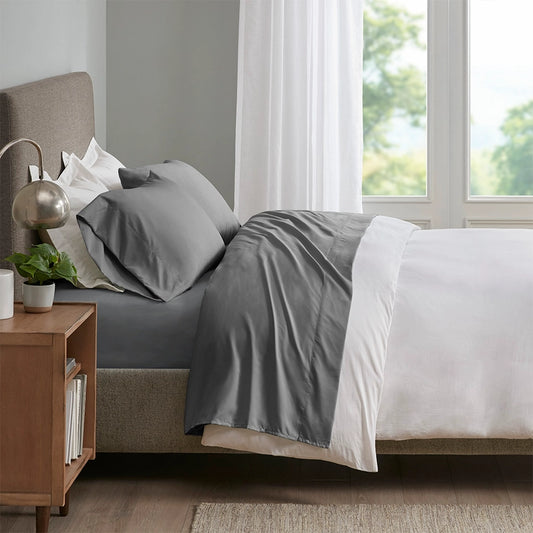Smart Cool Quick Drying Solid Microfiber Sheet Set, Grey