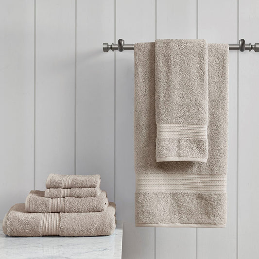 Organic Cotton 6-Piece Quick Dry Bath Towel Set, Tan