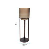 Bronze Bungoma Glass Candle Hurricane in Metal Stand- Tall