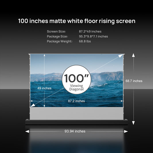 100''-120'' Matte White Motorized Floor Rising Screen