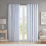 Tufted Stripe Printed Light Filtering Curtain Panel, Navy
