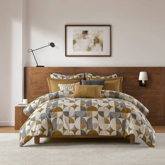 Wholesale Geometric Jacquard Oversized Duvet Style Comforter Set, Gold