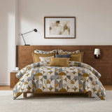 Wholesale Geometric Jacquard Oversized Duvet Style Comforter Set, Gold