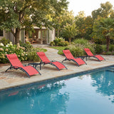 PURPLE LEAF Patio Chaise Lounge Set Outdoor Beach Pool Sunbathing Lawn Lounger Recliner Chair Outside Chairs with Side Table Included