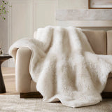 Animal Print Inspired Faux Fur Throw Blanket, Polar Bear