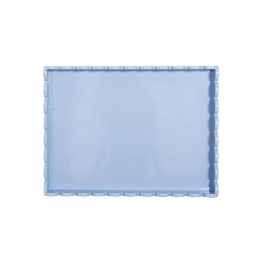Rectangle Scalloped Riviera Tray - Baby Blue