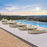 PURPLE LEAF Outdoor Chaise Lounge  Modern Luxury Aluminum Lounger Daybed with Olefin Lumbar Pillow and Armrest for Patio Poolside Beach Sunbathing Deck