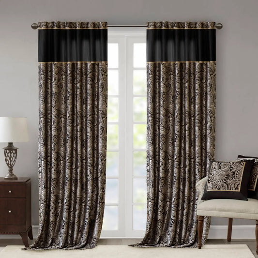 Wholesale Paisley Jacquard Window Panel Pair (2), Black
