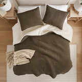 Waffle Knit Chenille Comforter Set, Brown