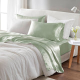 Wrinkle-Free Solid Satin Luxury Sheet Set, Sage