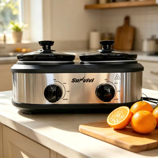 Wholesale Dual Pot Slow Cooker, 2 Pot Mini Buffet, Total 2.5 Quarts