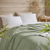 Diamond Jacquard Soft Bamboo Cotton Blanket, Sage Green