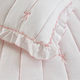 Soft Bow Embroidered Quilt Mini Set, Pink