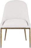 Ferro - Linen Textured Performance Fabric Upholstered Dining Side Chair - Cream / Brushed Gold