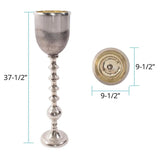 Black Diamond Glass Chalise on a Nickel Turned Metal Stand- Medium