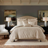 Geometric Jacquard Patterned Comforter Set, Tan/Ivory