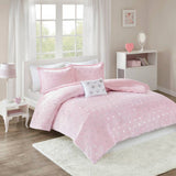 Metallic Hearts 4-Piece Comforter Set, Pink
