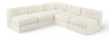 Rummi - Armless Velvet Performance Fabric Upholstered 5 Piece Modular Sectional